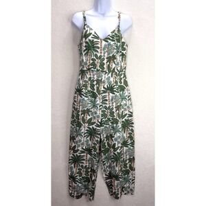 Boden Women's Lola Strappy Linen Jumpsuit  Palm Tree Print Size 6R